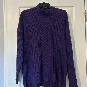 crown & ivy Purple Cable Knit Sweater